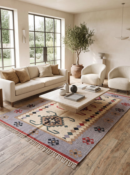 Slate Tribal Medallion Heritage Antique Rug