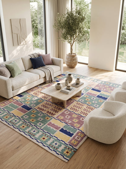 Bohemia Multi-Color Patchwork Grid Geometric Rug