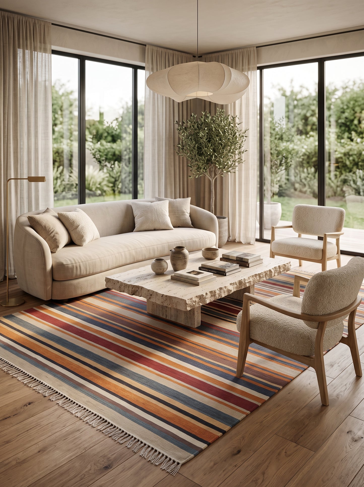 Canyon Sunset Striped Flatweave Area Rug