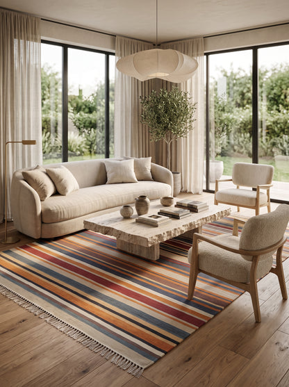 Canyon Sunset Striped Flatweave Area Rug