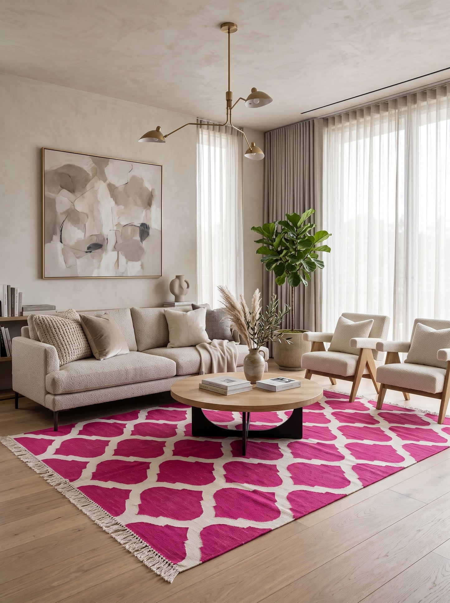 Magenta & Ivory Geometric Trellis Lattice Design