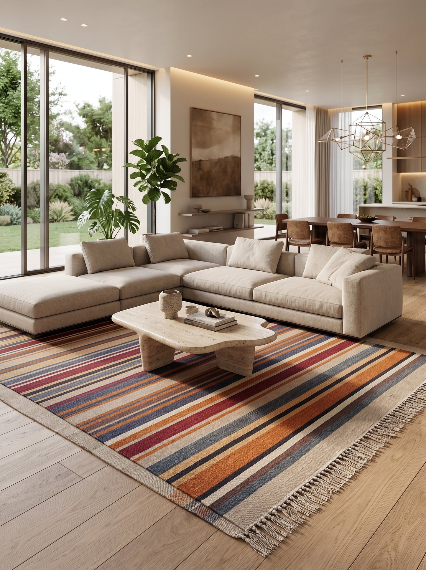 Canyon Sunset Striped Flatweave Area Rug