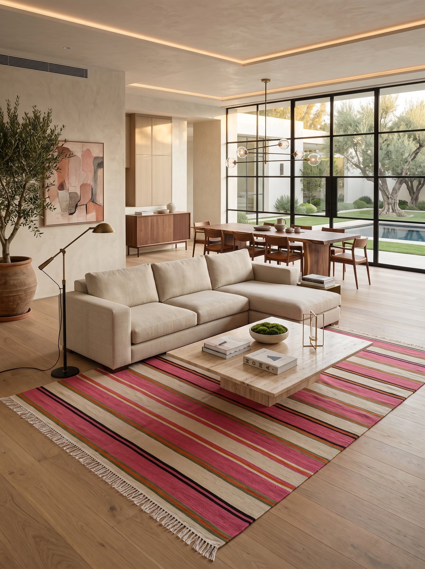 Artisan Handwoven Pink Stripe Rug