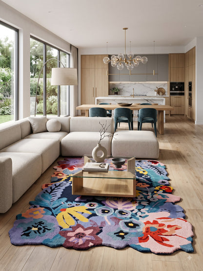 Botanical Bloomscape Abstract Floral Design rug