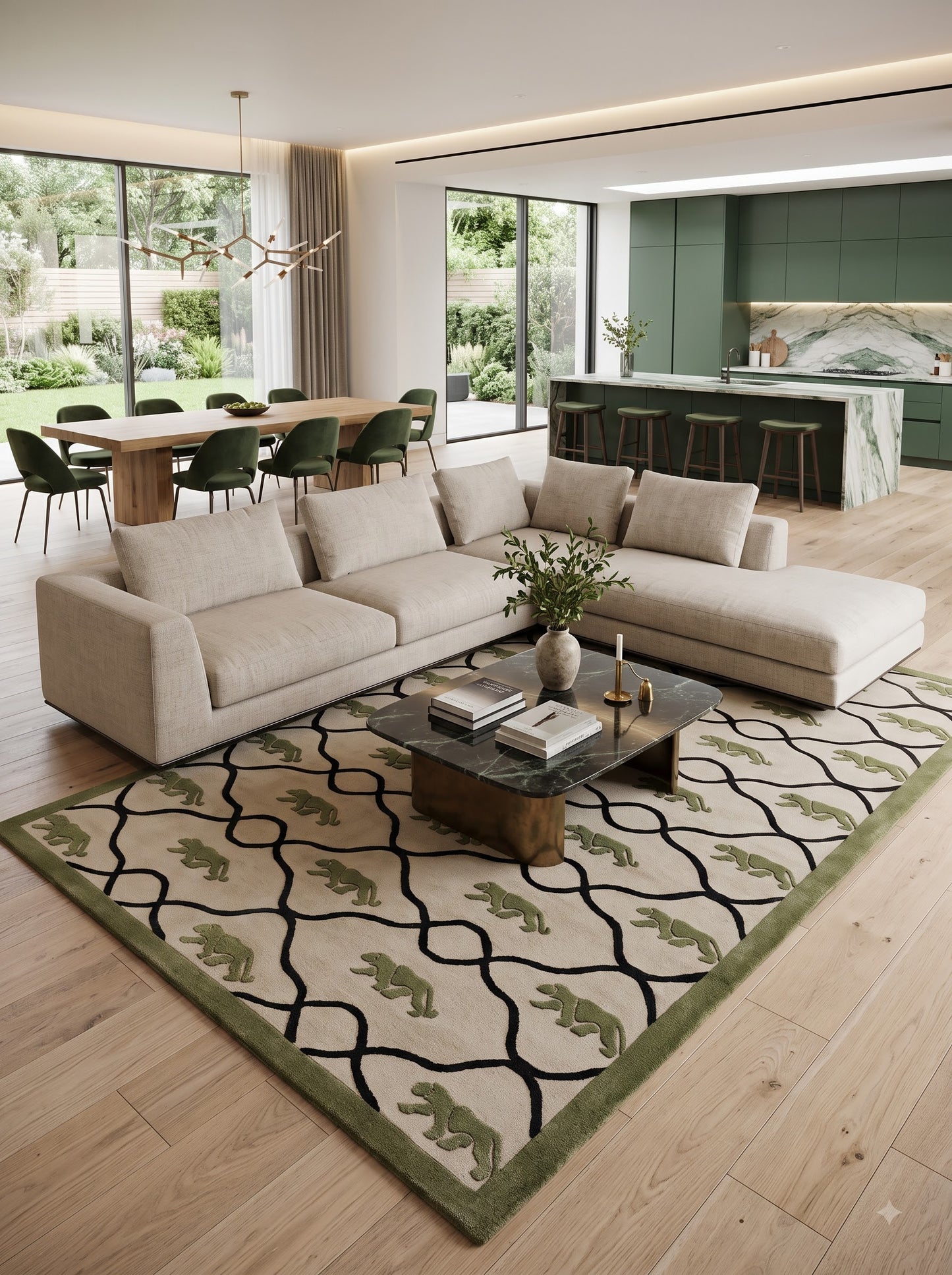 Olive Safari Lattice Abstract Lattice Carpet