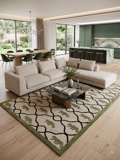 Olive Safari Lattice Abstract Lattice Carpet
