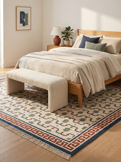Athena Lattice Handwoven Cotton Flatweave Dhurrie Rug