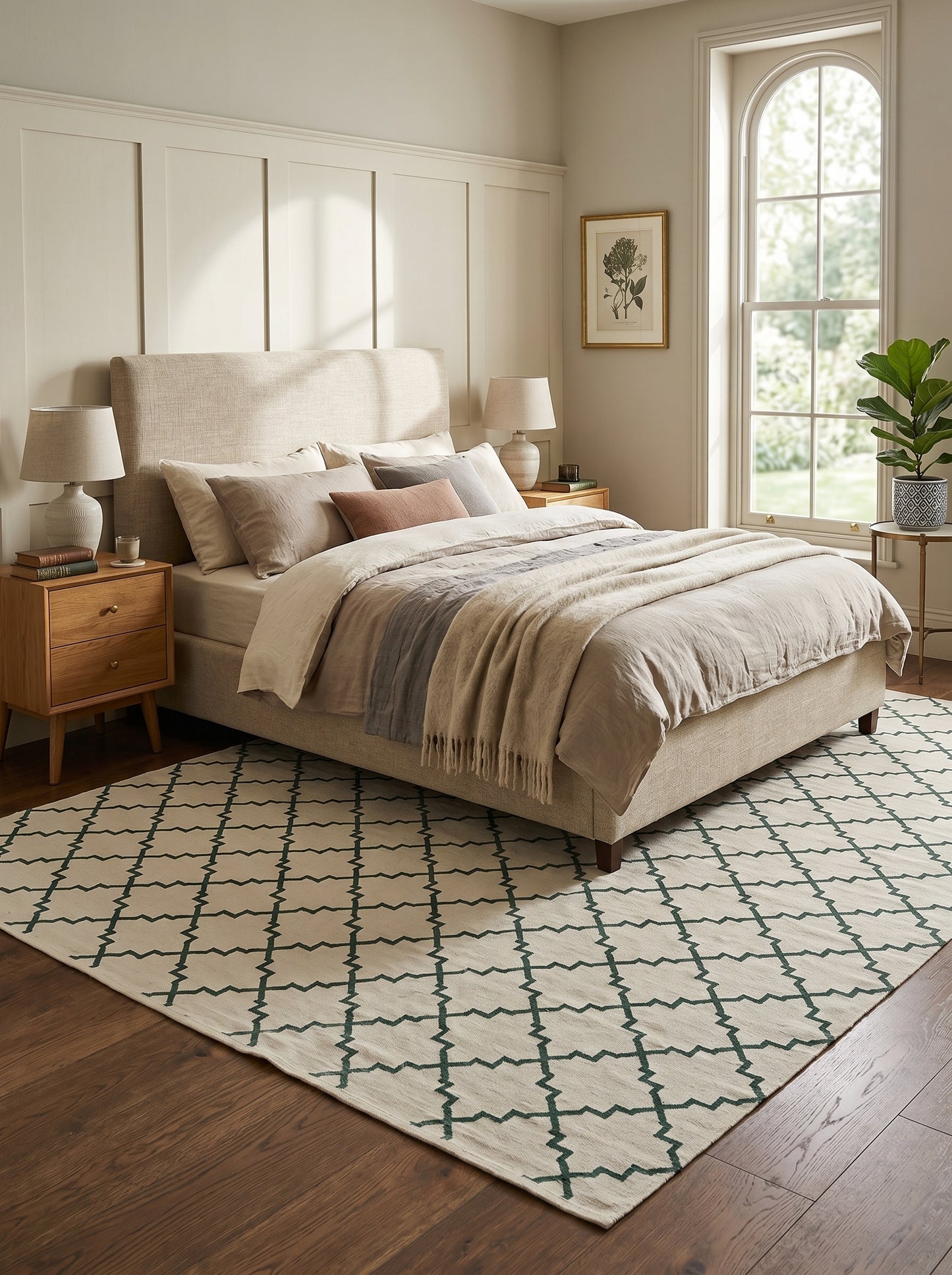Emerald Trellis Green & Ivory Flatweave Area Rug