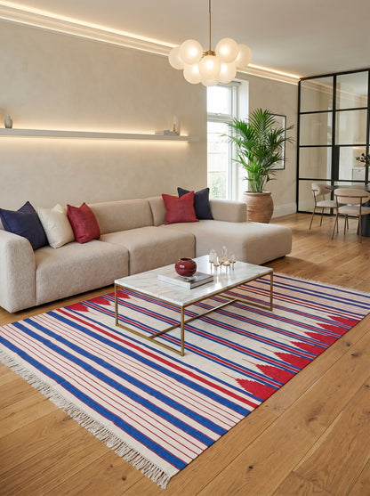Horizontal Stripe Americana Floor Rug for Living Room Bedroom