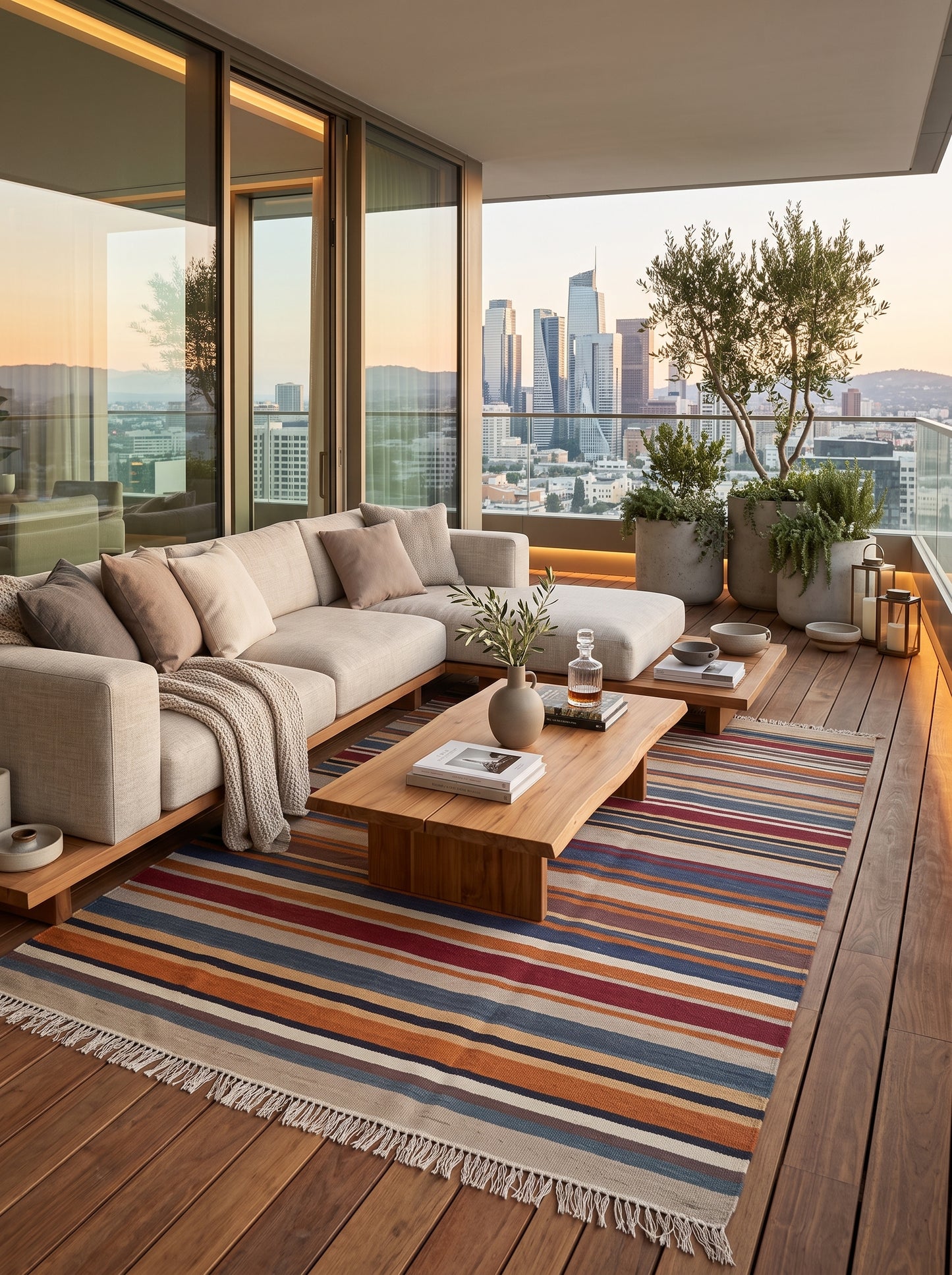 Canyon Sunset Striped Flatweave Area Rug
