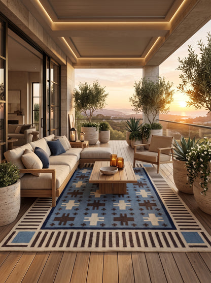 Southwestern Wool Cotton Flatweave Rug