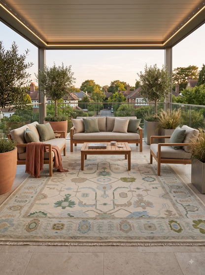 Earth Tone Heritage Hand Knotted Oushak Rug