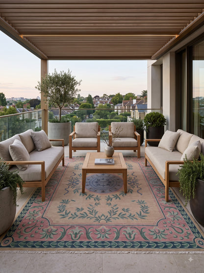Blush Laurel Medallion Blush Pink Hand Knotted Oushak Rug
