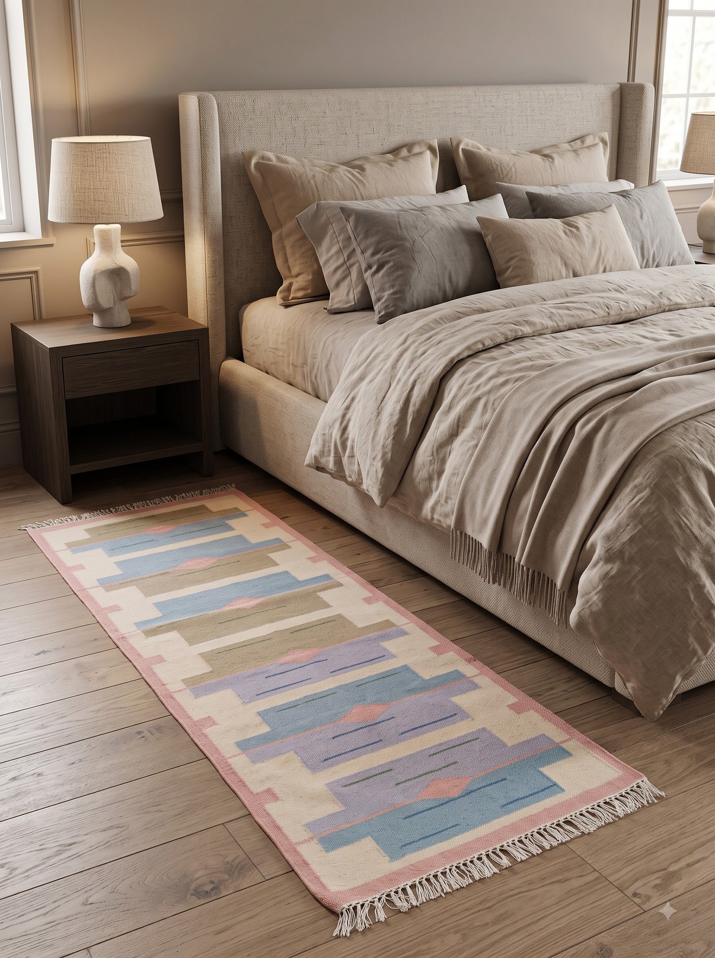 Handwoven Wool Kilim Runner Geometric Stair Rug