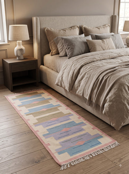 Handwoven Wool Kilim Runner Geometric Stair Rug