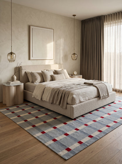 Nordic Checkered Windowpane Minimalist Area Rug for Home Decor