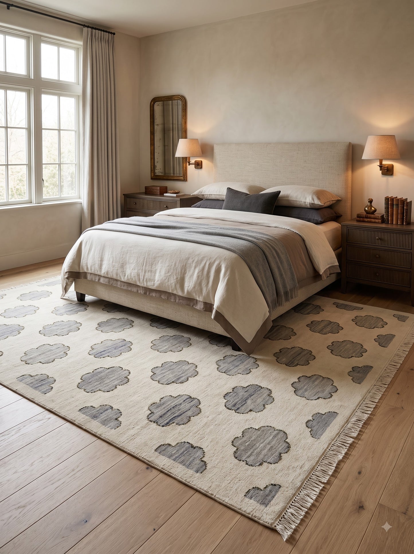 Japandi Slate Blossom Hand Knotted Rug