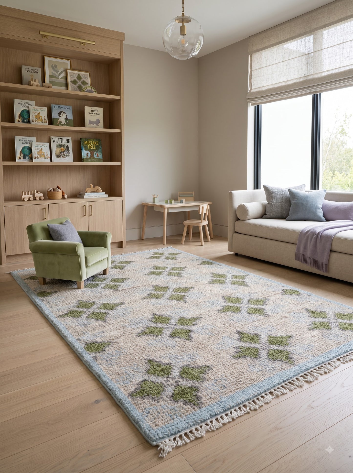 Handcrafted Geometric Floor wool  oushak Carpet