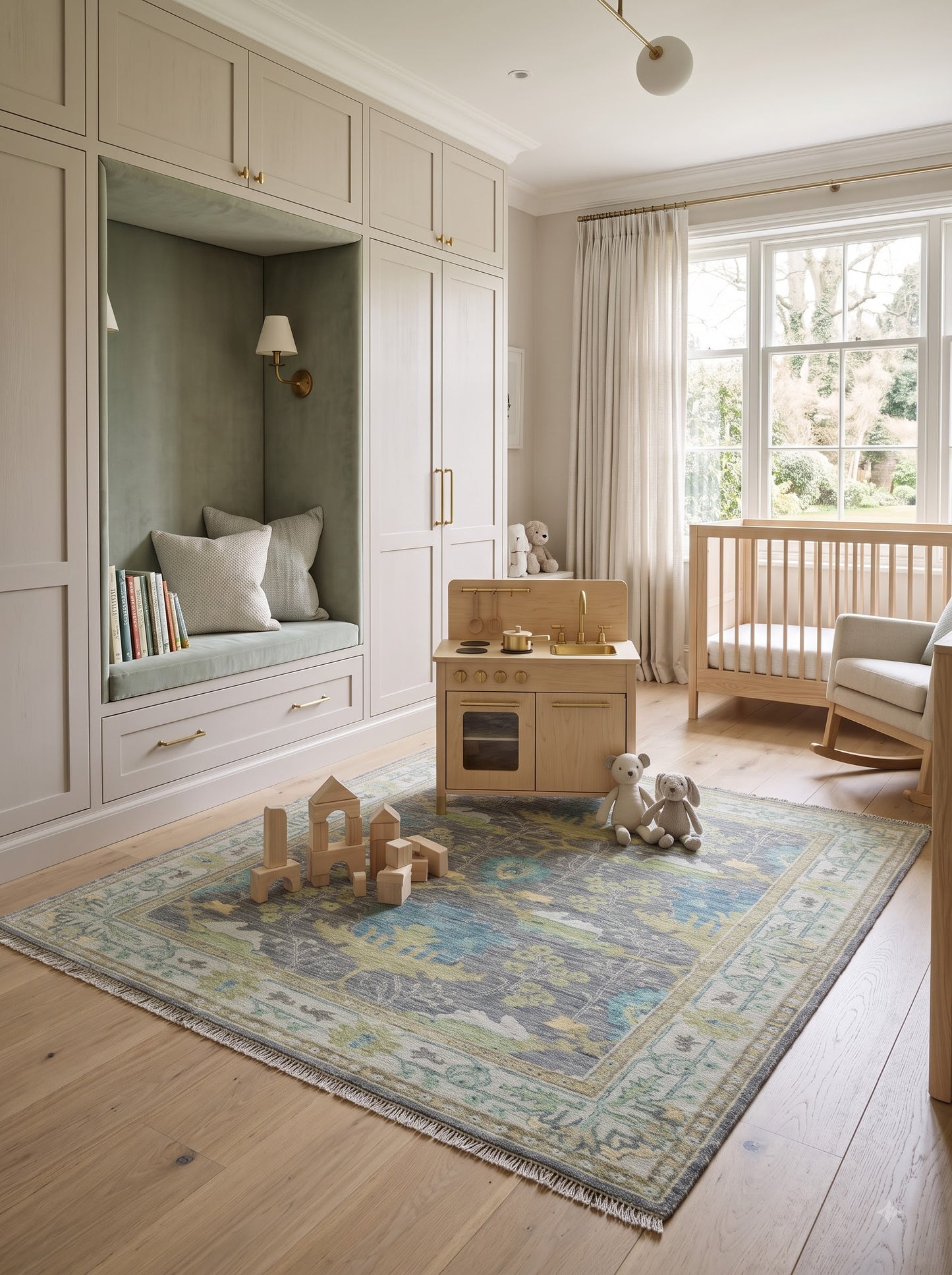 Slate Forest Meadow Traditional Tree Pattern Carpet