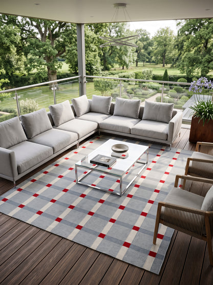 Nordic Checkered Windowpane Minimalist Area Rug for Home Decor