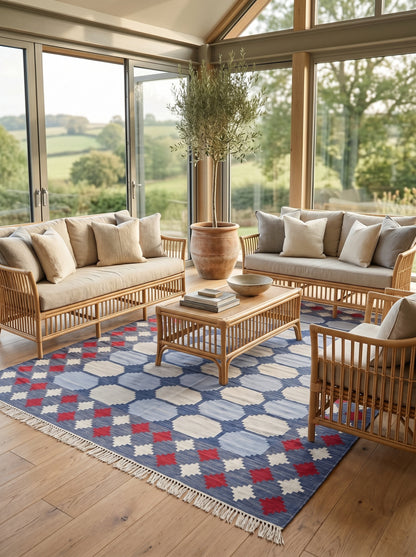 Skyline Octagon Handwoven Cotton Flatweave Dhurrie Rug