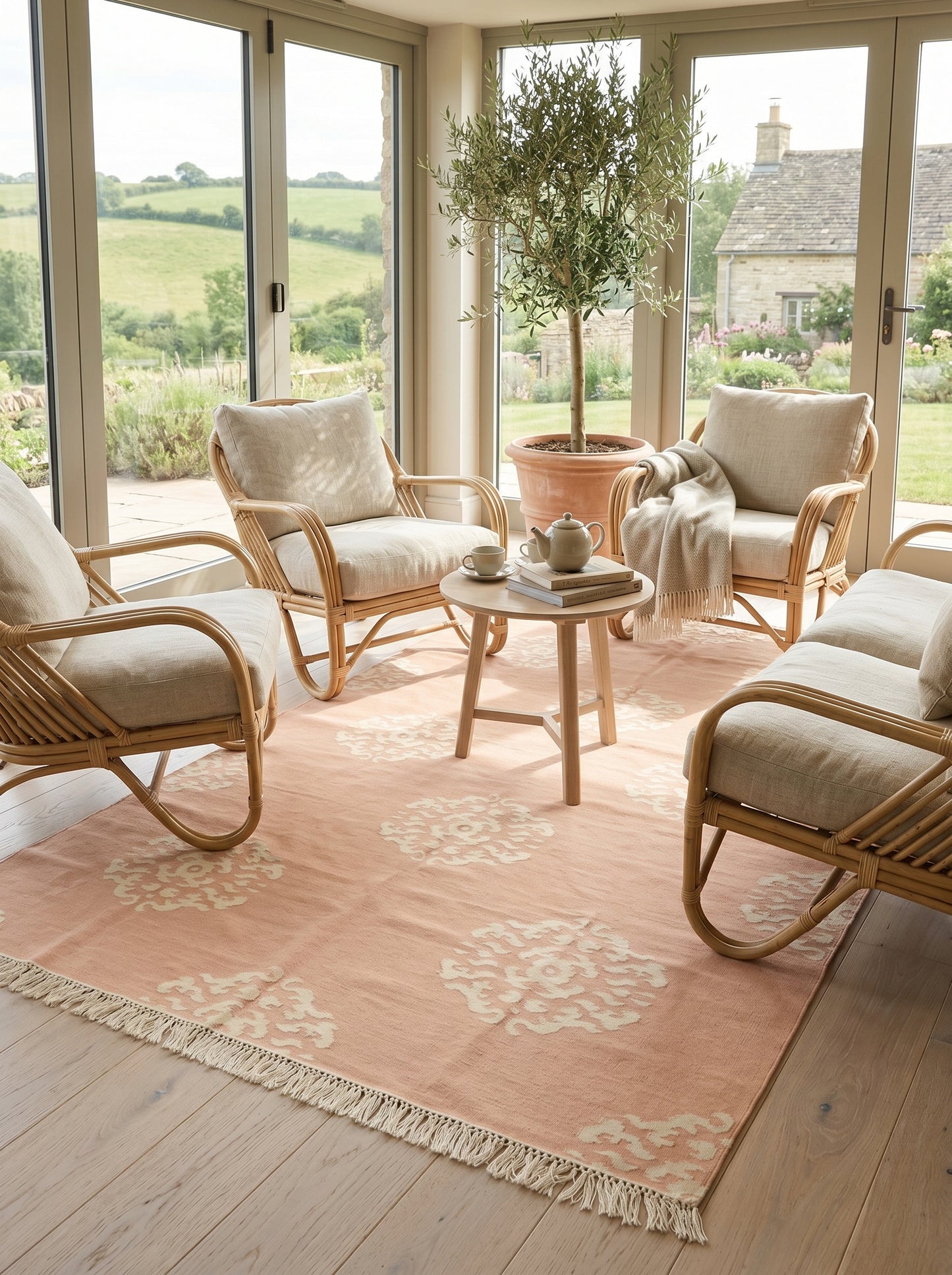 Skyline Octagon Handwoven Cotton Flatweave Dhurrie Rug