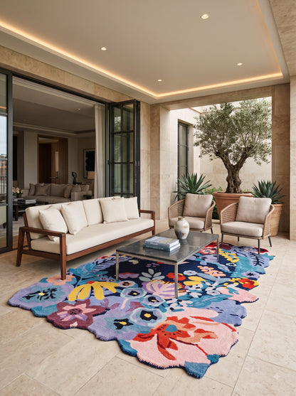 Botanical Bloomscape Abstract Floral Design rug