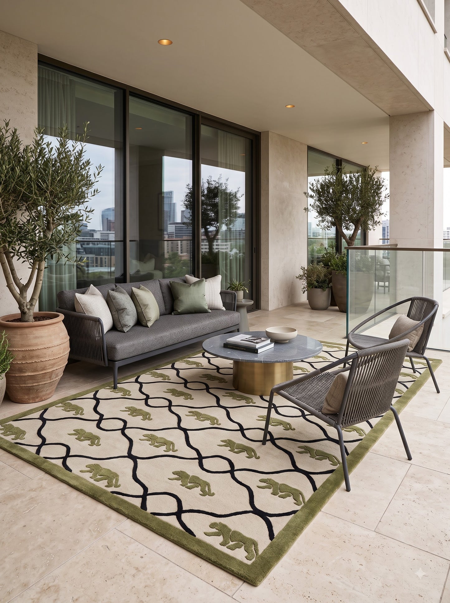 Olive Safari Lattice Abstract Lattice Carpet