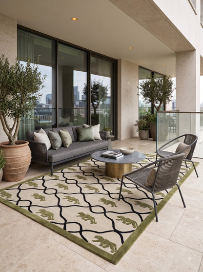 Olive Safari Lattice Abstract Lattice Carpet