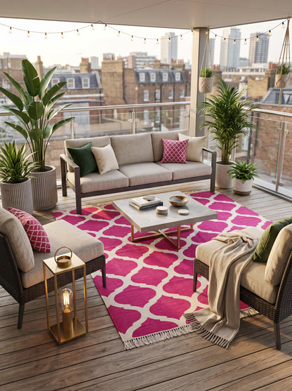 Magenta & Ivory Geometric Trellis Lattice Design