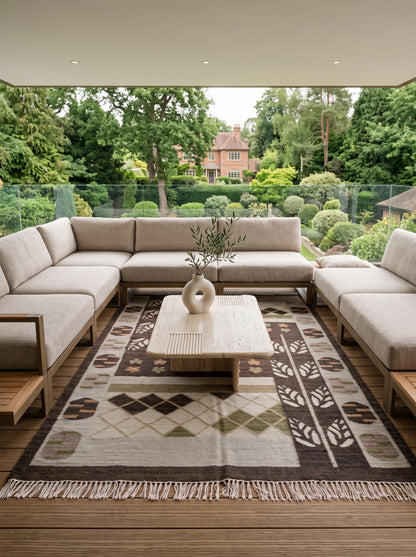 Earth Tone Geometric and Tribal Motif Area Rug