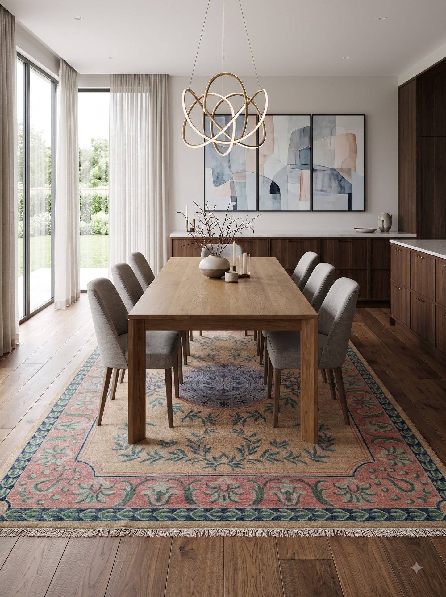 Blush Laurel Medallion Blush Pink Hand Knotted Oushak Rug