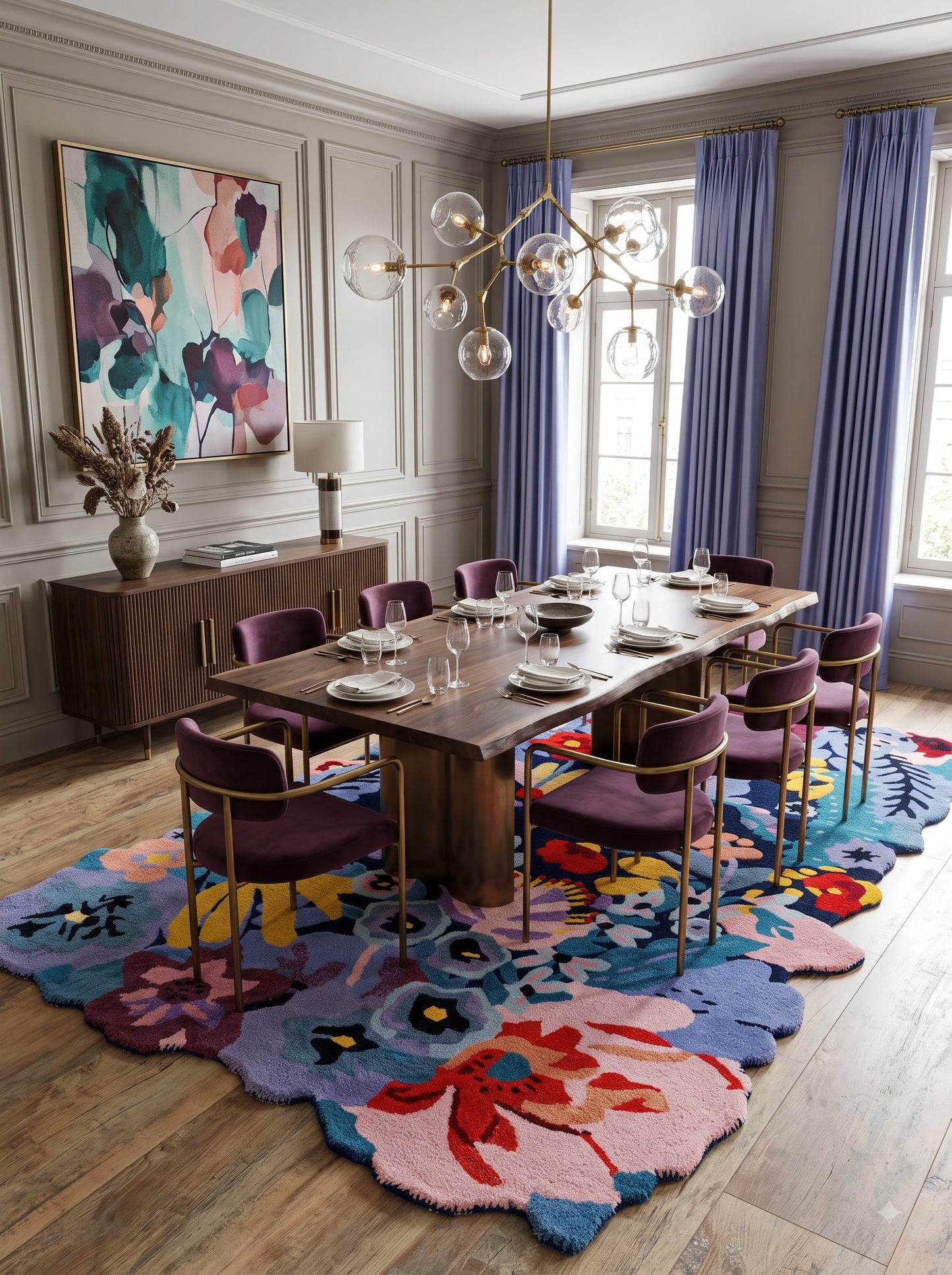 Botanical Bloomscape Abstract Floral Design rug