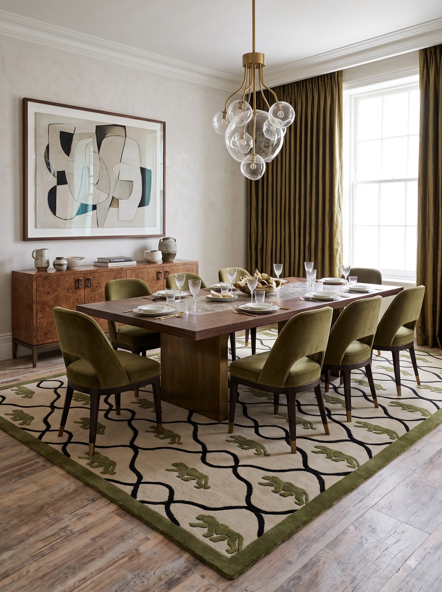 Olive Safari Lattice Abstract Lattice Carpet