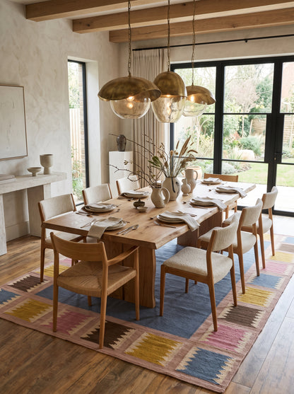 Slate & Sawtooth Geometric Border Wool Area Rug