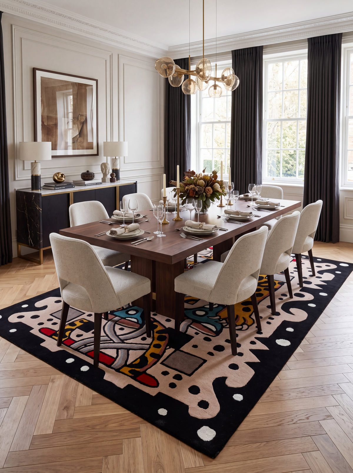 Hand-Tufted Wool Leopard Rug, Maximalist Animal Art Carpet