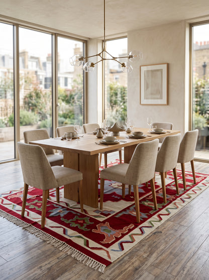 Handmade Crimson Mesa Medallion Cotton Wool Rug