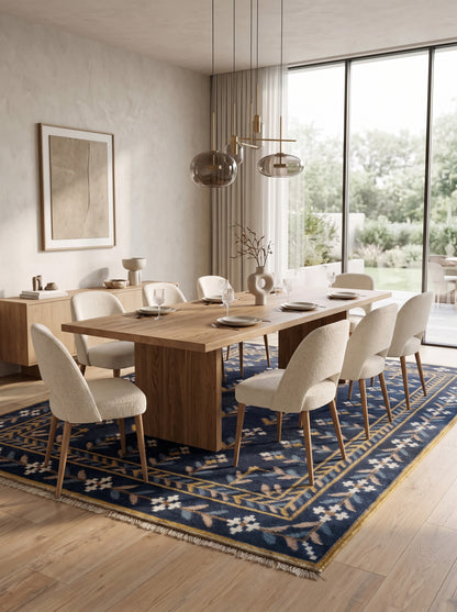 Royal Indigo Botanical Buti Flower Rug