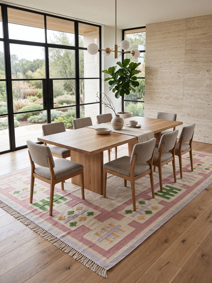 Pastel Geometric Border Wool Rug