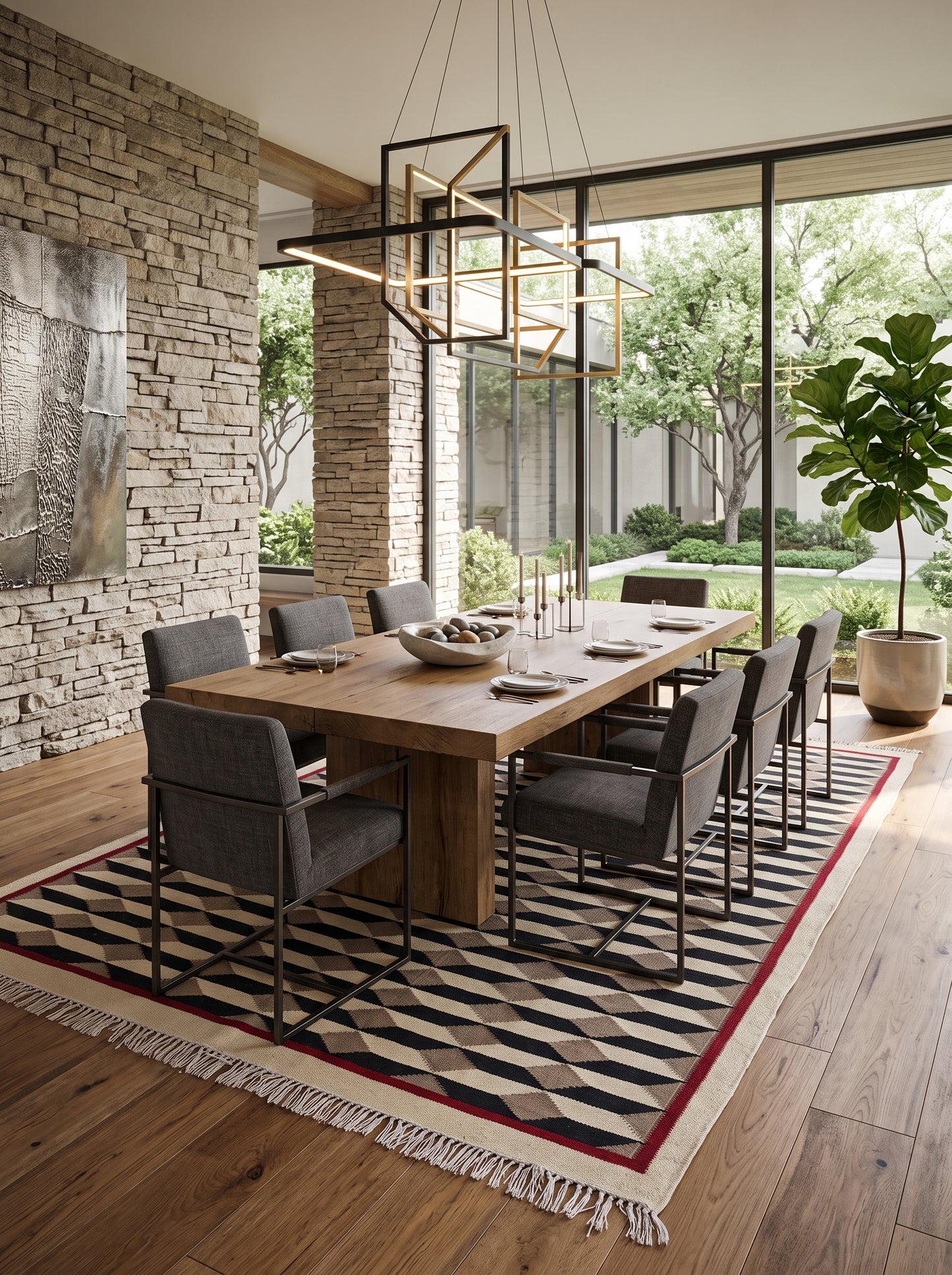 Kelim 3D Cube Handwoven Scandinavian Area Rug