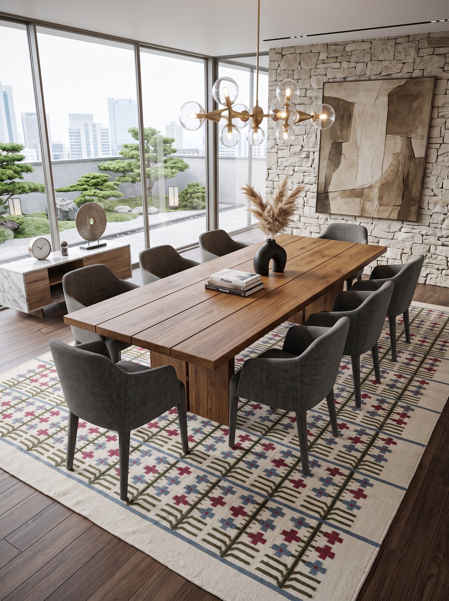 Traditional Block Motif Vintage Cross Motif Flatweave Area Rug