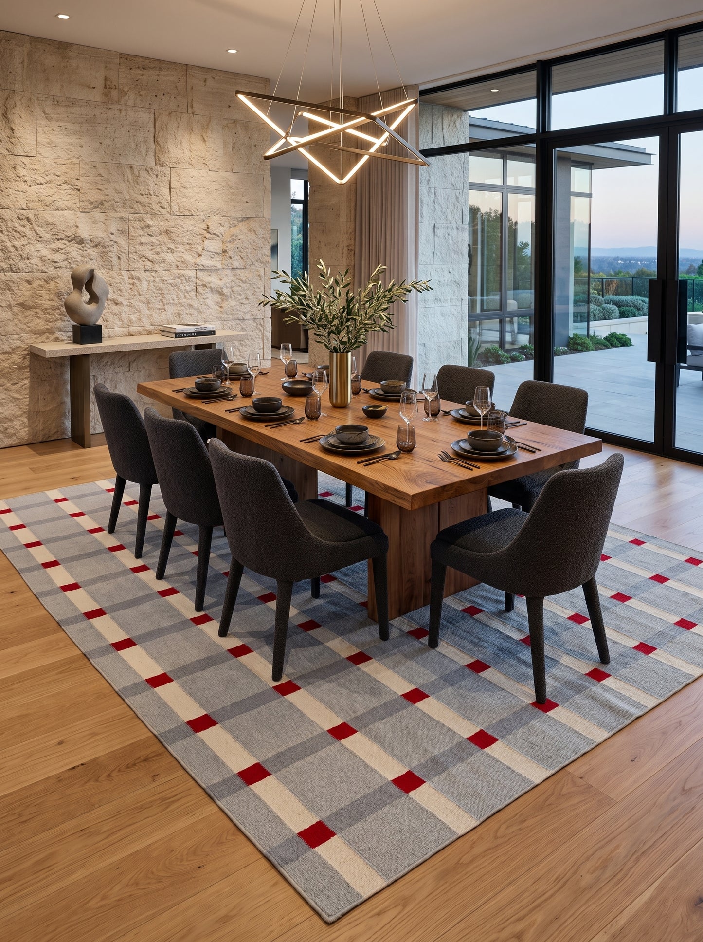 Nordic Checkered Windowpane Minimalist Area Rug for Home Decor