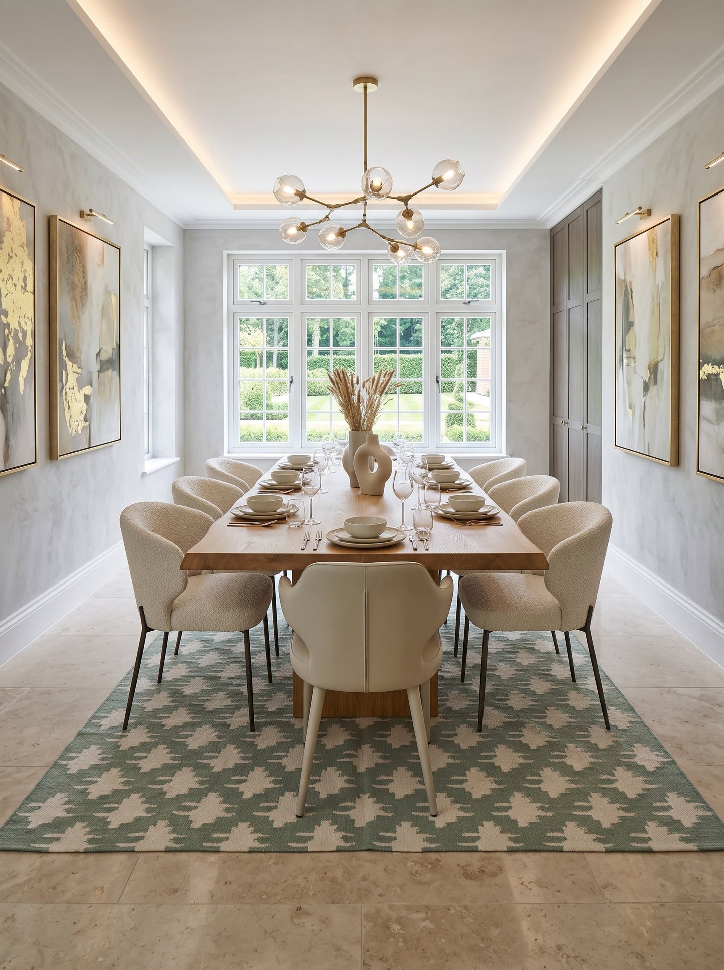 Pixelated Folk Cross Handwoven Cotton Wool Dhurrie