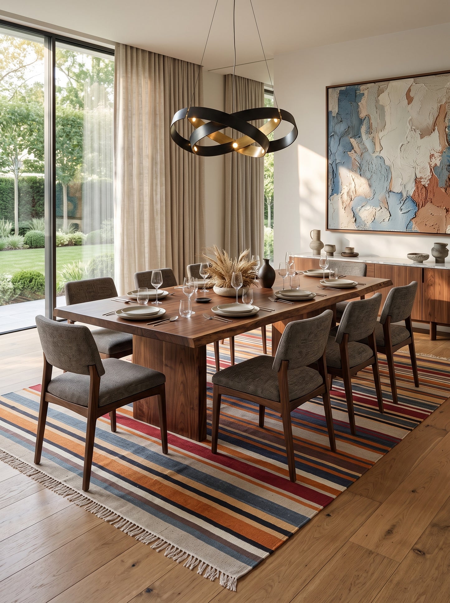 Canyon Sunset Striped Flatweave Area Rug