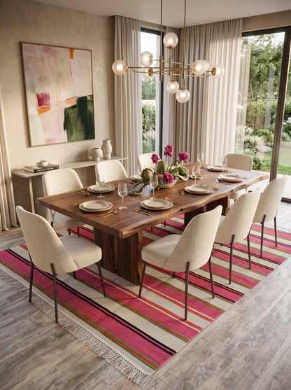 Artisan Handwoven Pink Stripe Rug