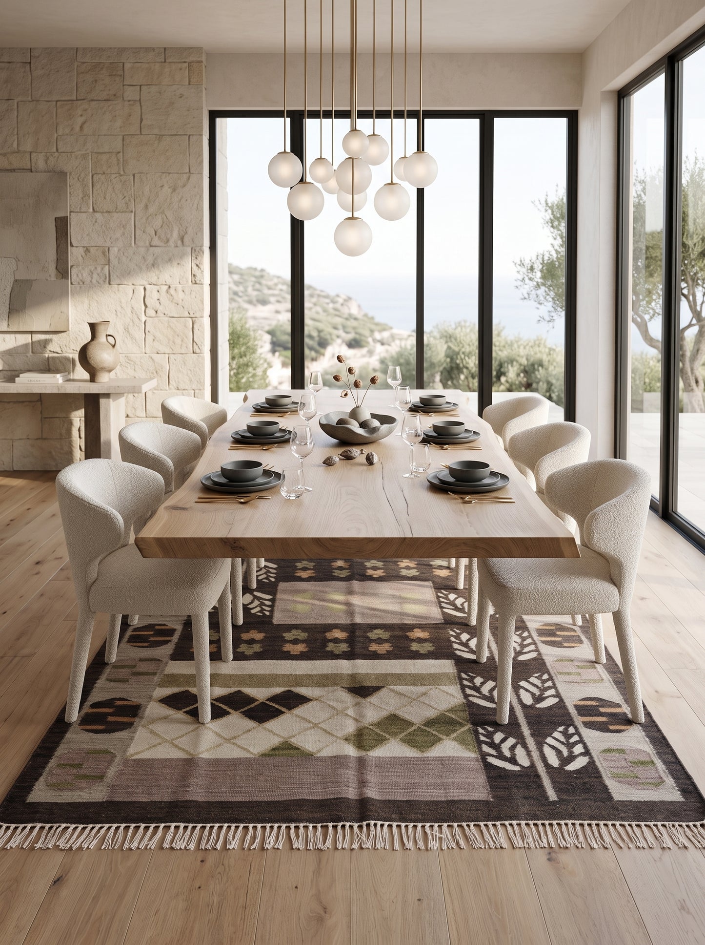 Earth Tone Geometric and Tribal Motif Area Rug