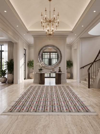 Traditional Block Motif Vintage Cross Motif Flatweave Area Rug