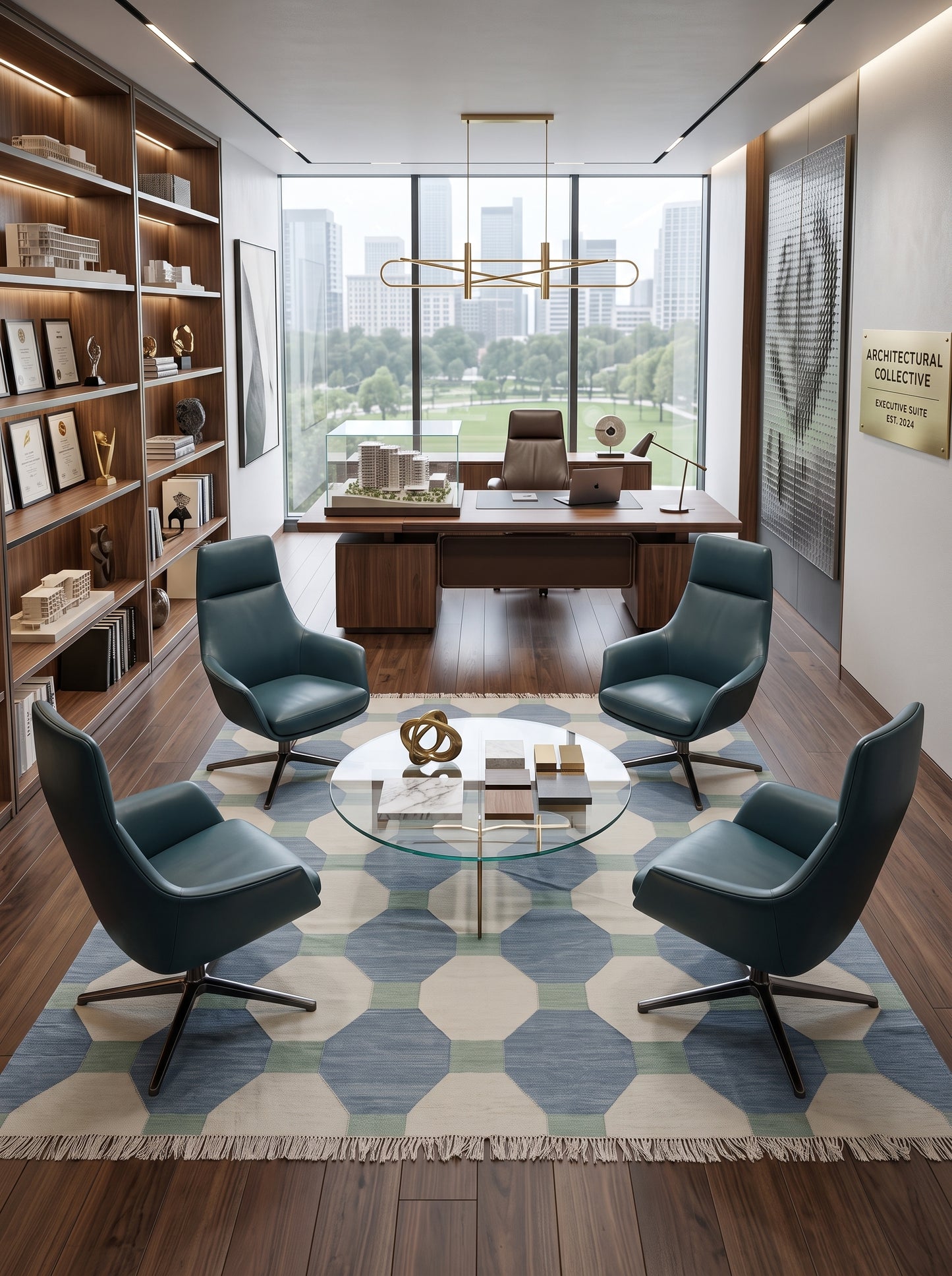 Modern Hexagon Geometric Wool Cotton Rug