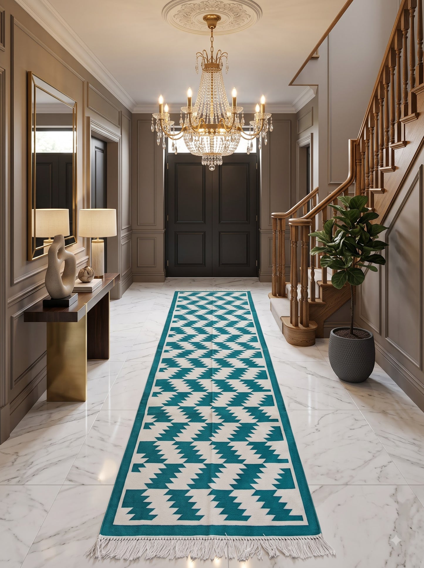 Geometric Design Runner Rug  Kitchen Runner Rug