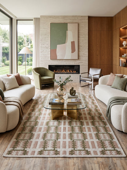 Sage & Earth Stairway Vertical Grid Pattern Area Rug